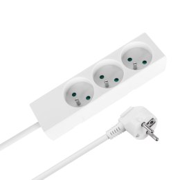 Przedłużacz 3 gniazda 5m typu francuskiego bez przełącznika (3x1,5mm) Rebel biały