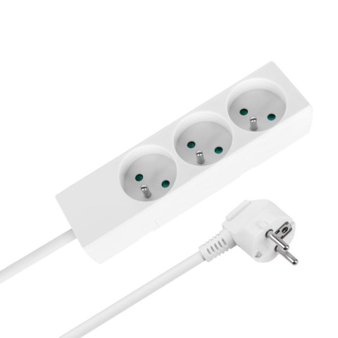 Przedłużacz 3 gniazda 5m typu francuskiego bez przełącznika (3x1,5mm) Rebel biały