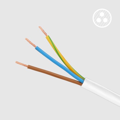 Przedłużacz 3 gniazda 5m typu francuskiego bez przełącznika (3x1,5mm) Rebel biały