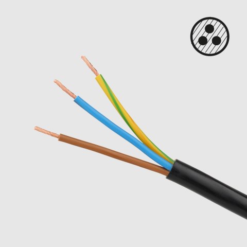 Przedłużacz 4 gniazda 5m typu francuskiego bez przełącznika (3x1,5mm) Rebel czarny