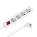 Przedłużacz 4 gniazda 5m typu francuskiego z przełącznikiem (3x1,5mm) Rebel biały