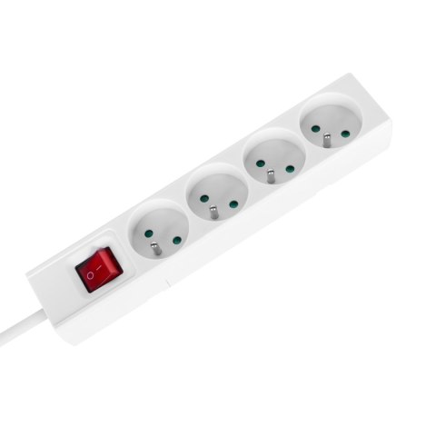 Przedłużacz 4 gniazda 5m typu francuskiego z przełącznikiem (3x1,5mm) Rebel biały