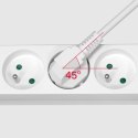 Przedłużacz 4 gniazda 5m typu francuskiego z przełącznikiem (3x1,5mm) Rebel biały