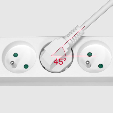 Przedłużacz 4 gniazda 5m typu francuskiego z przełącznikiem (3x1,5mm) Rebel biały