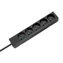 Przedłużacz 5 gniazd 5m typu francuskiego bez przełącznika (3x1,5mm) Rebel czarny