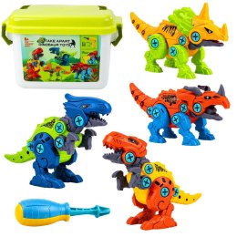 Klocki Konstrukcyjne Dinozaury Zestaw do Skręcania z Wkrętarką 4w1