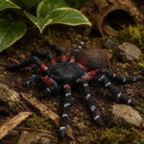 Pająk Tarantula Gumowa Figurka Rozciągliwa Realistyczna Czarny 10 cm