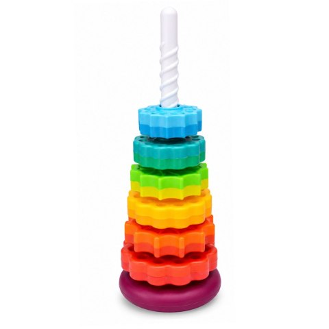 Piramida Obrotowa Wieża Sorter Układanka Tęczowa 36cm 6 El.