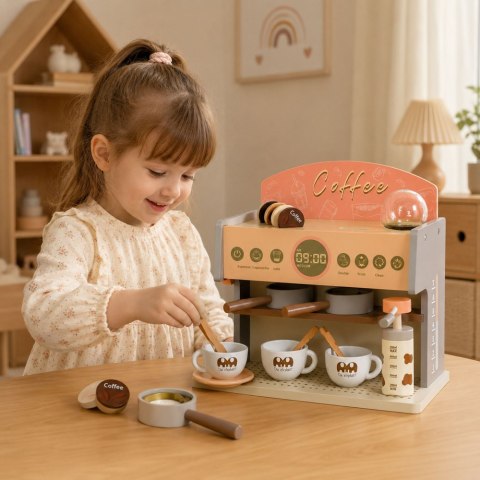 Zestaw Baristy Do Parzenia Kawy Ekspres Drewniany Akcesoria Różowy