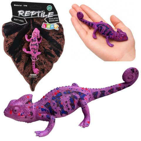 Kameleon Gumowa Figurka Rozciągliwa Realistyczna Fioletowy Gad 14 cm