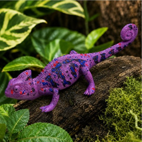 Kameleon Gumowa Figurka Rozciągliwa Realistyczna Fioletowy Gad 14 cm