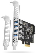 Kontroler Axagon PCEU-43RS PCIe 4x port USB 3.2 GEN 1, UASP, chipset Renesas, 15-pin SATA