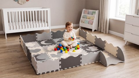 Mata edukacyjna dla dzieci, puzzle 150 x 150 cm z ramką