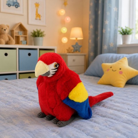 Pluszowa Papuga Ara Ptak Egzotyczny Maskotka Przytulanka Czerwona 24 cm