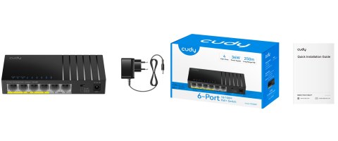 SWITCH POE FS106P 4-PORTOWY + 2X UPLINK CUDY