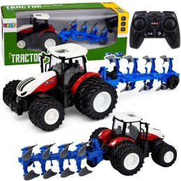 Traktor Rolniczy Z Pługiem Wieloskibowym Zdalnie Sterowany RC Czerwony 1:24