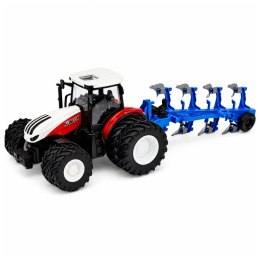 Traktor Rolniczy Z Pługiem Wieloskibowym Zdalnie Sterowany RC Czerwony 1:24