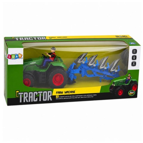 Traktor z Pługiem i Rolnikiem Zdalnie Sterowany RC Światła Zielony 1:24