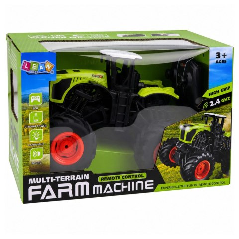 Wysoki Traktor Rolniczy Zdalnie Sterowany RC Zielony Światła Dźwięki 1:16