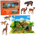 Zestaw Figurek Dzikie Zwierzęta Lis Żyrafa Hipopotam Sarna Park Plansza 3D