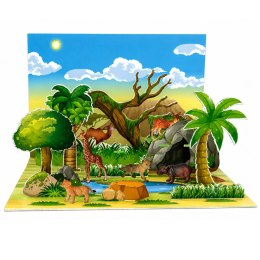 Zestaw Figurek Dzikie Zwierzęta Lis Żyrafa Hipopotam Sarna Park Plansza 3D