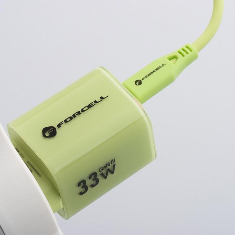 ŁADOWARKA SIECIOWA Forcell F-Energy GaN III VT-41 33 W 1x USB-C 1x USB-A PD 3.0 QC 4.0 ZIELONA