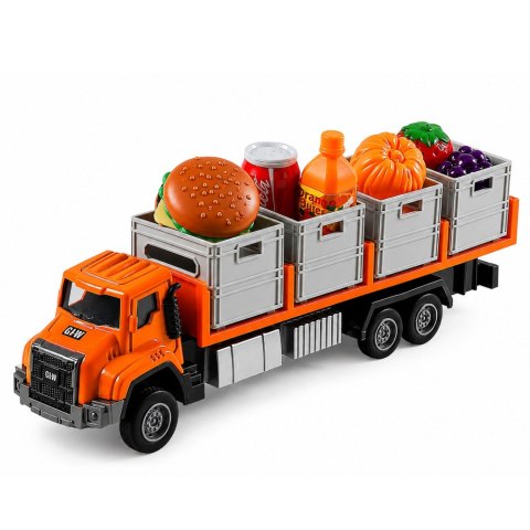 Ciężarówka Transportowa Z Produktami Spożywczymi Pomarańczowa 1:55