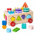 Drewniany Sorter Edukacyjny Na Kółkach Montessori Układanka Kształty Liczby
