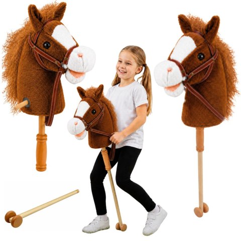 Hobby Horse Koń Na Kiju Głowa Konia Dźwięki Galopu Rżenia Brązowy 100 cm