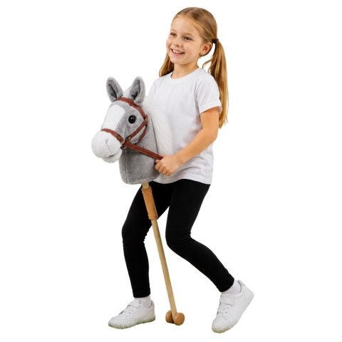 Hobby Horse Koń Na Kiju Głowa Konia Dźwięki Galopu Rżenia Szary 100 cm