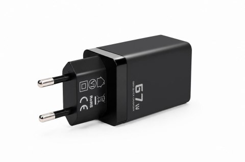 Ładowarka sieciowa Voltage GaN Charger 67W PD 3.0 QC 3.0 USB-A 2x USB-C czarna