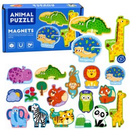Puzzle Magnetyczne Nauka Zwierząt Magnesy Na Tablice Lodówkę 30 el.