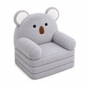 Rozkładany Fotel Sofa Leżanka Koala 2W1 Dla Dzieci Miękki Pluszowy Szary