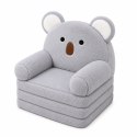 Rozkładany Fotel Sofa Leżanka Koala 2W1 Dla Dzieci Miękki Pluszowy Szary