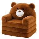 Rozkładany Fotel Sofa Leżanka Miś 2W1 Dla Dzieci Miękki Pluszowy Brązowy