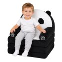Rozkładany Fotel Sofa Leżanka Panda 2W1 Dla Dzieci Miękki Biało-Czarny