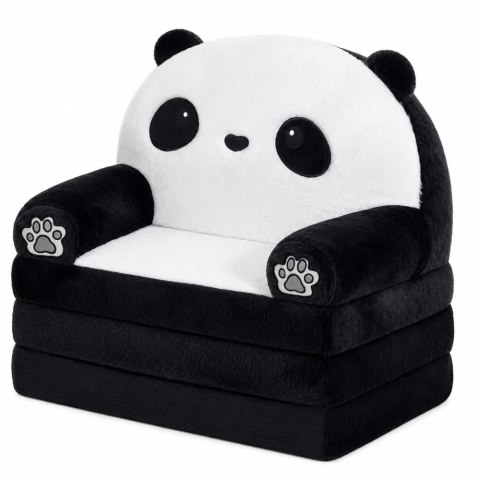 Rozkładany Fotel Sofa Leżanka Panda 2W1 Dla Dzieci Miękki Biało-Czarny