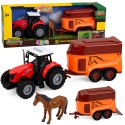 Traktor z Przyczepą Do Transportu Konia Figurka Światła Dźwięki 3 el.