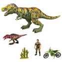 Zestaw Dinozaur T-Rex Ruchomy Myśliwy Motor Figurki Akcesoria Dźwięki