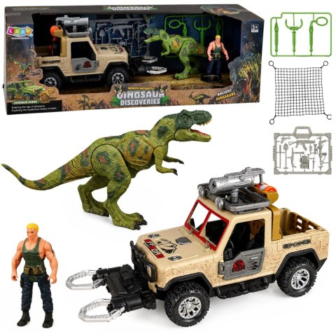Zestaw Łowcy Dinozaurów Figurka Dinozaur T-Rex Myśliwy Samochód Dźwięki