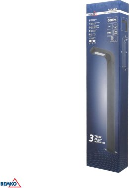 HYBRYDOWY SŁUPEK OGRODOWY LED BEMKO SOLVEO 7W 600LM 80CM IP65 DARK GREY