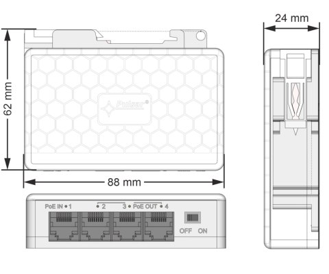 EXTENDER ETHERNET+PoE EXT-POE3DIN PULSAR