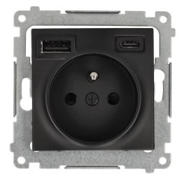 SIMON 54 MODUŁ CZARNY MAT GNIAZDO 1X Z/U 16A 250V + 2X USB TYP A+C 2.1A 16A