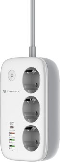 Listwa sieciowa Forcell F-Energy 3x schuko, USB-C 30W, 3x USB-A QC3.0 PD WiFi Tuya 2500W 10A