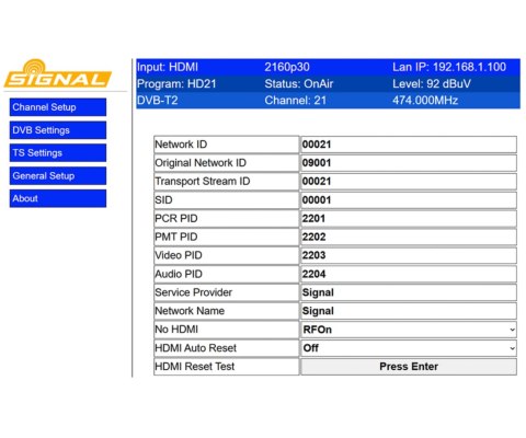 MODULATOR DVB-T/T2/C SIGNAL-4K/HDMI SIGNAL