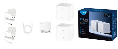 DOMOWY SYSTEM WI-FI MESH M3000S(2-PACK) Wi-Fi 6 2.4 GHz, 5 GHz 574 Mb/s + 2402 Mb/s CUDY