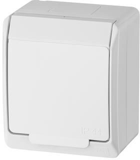 HERMES BIAŁY GNIAZDO NT 1X Z/U Z KLAPKĄ IP44 ZACISKI ŚRUBOWE 16A 250V 0321-02