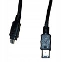 FireWire kabel (6pin) M- (4pin) M, 2m, czarny