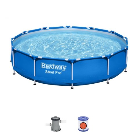 Basen Stelażowy Steel Pro 366x76 Okrągły BESTWAY 3w1 + Pompa Filtr