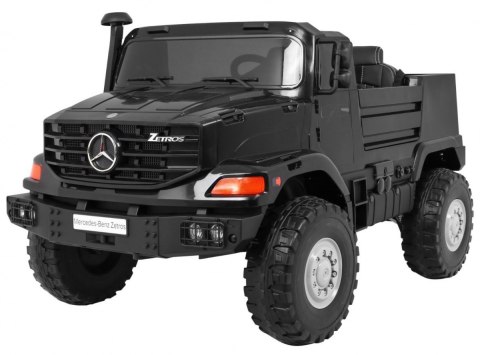 Auto na akumulator Mercedes-Benz Zetros dla dzieci Czarny + 2-osobowy + Bagażnik + Pilot